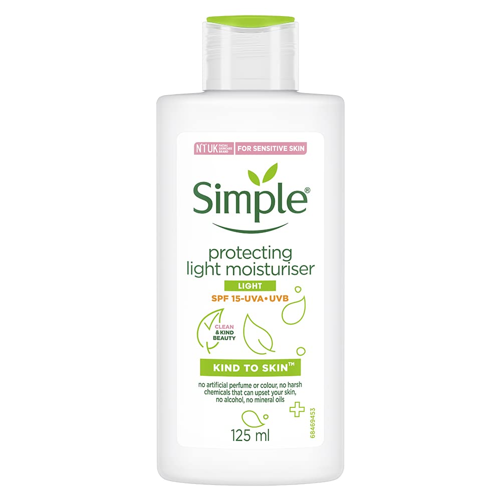 Simple Kind to Skin Protecting Light Moisturiser SPF15| Sunscreen | 125 ml & Simple Kind to Skin Refreshing Facial Wash 150 ml
