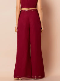 Indya Womens Solid Embellished Waist Palazzo Pants