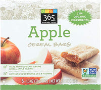 365 Bar Cereal Apple Low Fat, 1.3 Ounce, 6 Pack