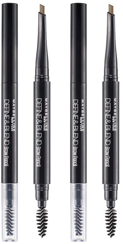 Maybelline New York Brow Pencil, With Spoolie, Long-lasting and Natural-looking Results, Define & Blend Brow Pencil, Natural Brown, 0.16 g (Pack of 2)
