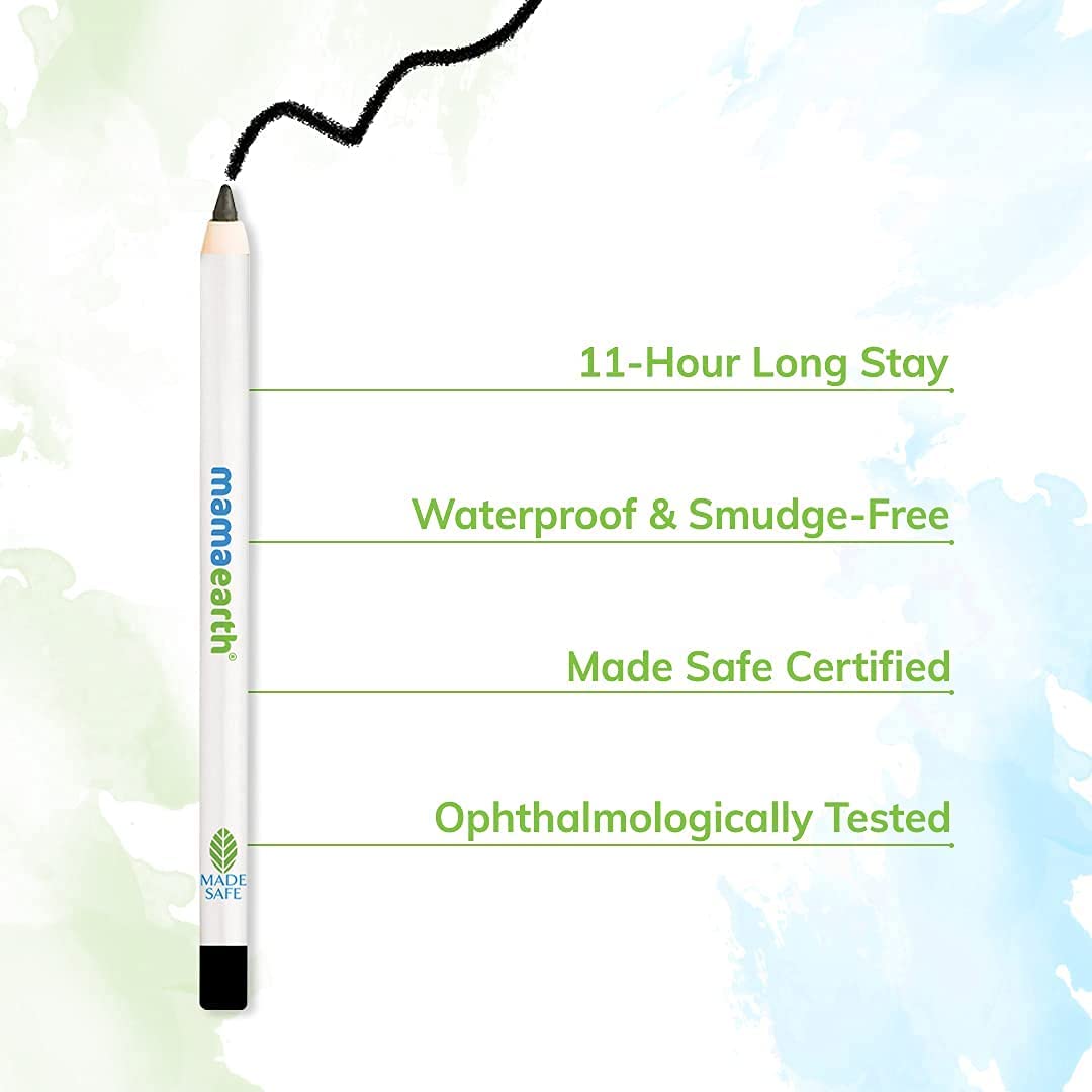 Mamaearth Charcoal Black Long Stay Matte Kajal Kohl Pencil With Castor Oil and Chamomile For 11-Hour Smudge-free Stay with Sharpener - 2.4 g (Pack of 2)