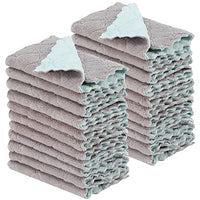 Rachan 11Pack Kitchen Dish Cloths, Reusable Dish Towels, Nonstick Oil Washable Fast Drying, Super Absorbent Coral Velvet Cleaning Cloths for Cleaning Tableware, Kitchen, Bathroom (Pink - green10 x 6