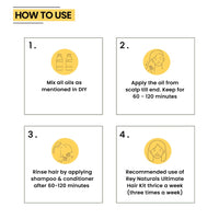 Rey Naturals hair oils combo/hair care kit (Castor oil + Coconut oil + Tea tree oil + Rosemary oil) controls hairfall - For healthy hair - No Mineral Oil, Silicones & Synthetic Fragrance