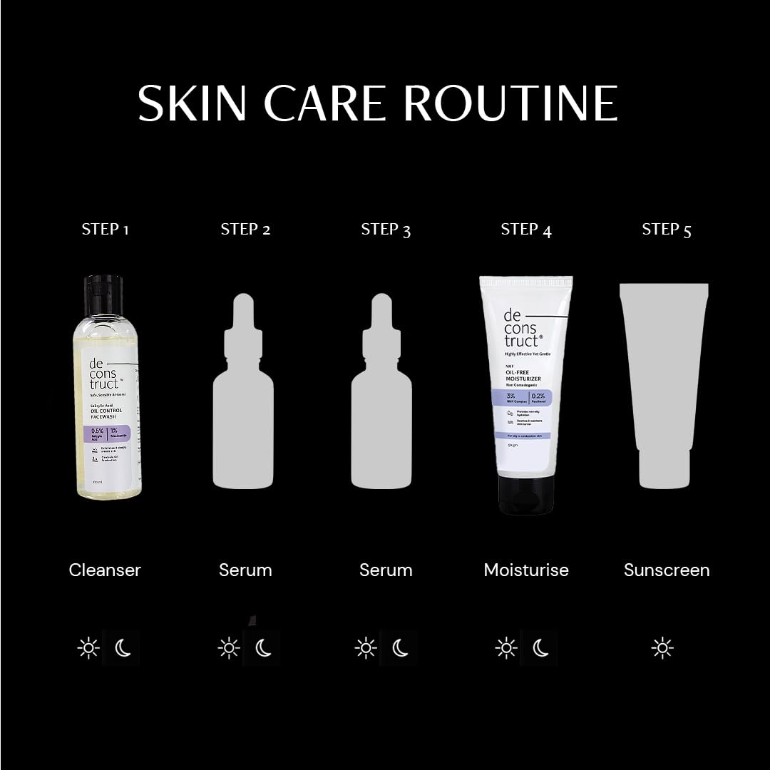 Deconstruct Daily Oil Free Cleanse & Hydrate Duo - Oil Control Face Wash + Oil- Free Moisturiser | Oil-free and Hydrated skin | Oily Acne Prone Skin