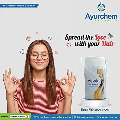 Vipula 100% Natural Ayurvedic Herbal Hair Oil, for Longer, Thicker, Shinier Hairs with Sulfate & Paraben Free Shampoo - Repairs Damaged Dry & Dull Hairs, Promotes Hair Growth- (Pack of 3+1 Shampoo)