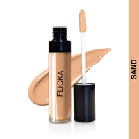 FLiCKA Cover Story Liquid Light Weight Natural Concealer With Full Coverage For Women| Contains SPF, Argan & Avacado Oil| Concealer For Face Makeup, 01.2 Sand, 8.5ml