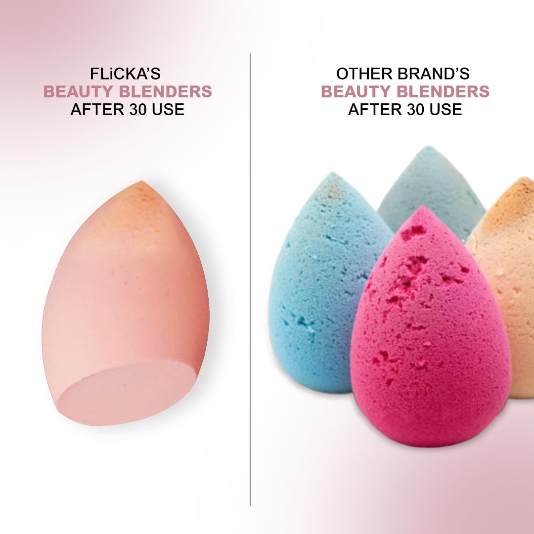 FLiCKA Beauty Blender With Case| Easy To Clean, Maintain & Store| Latex-Free Blender| Suitable for Sensitive Skin With Case For Women