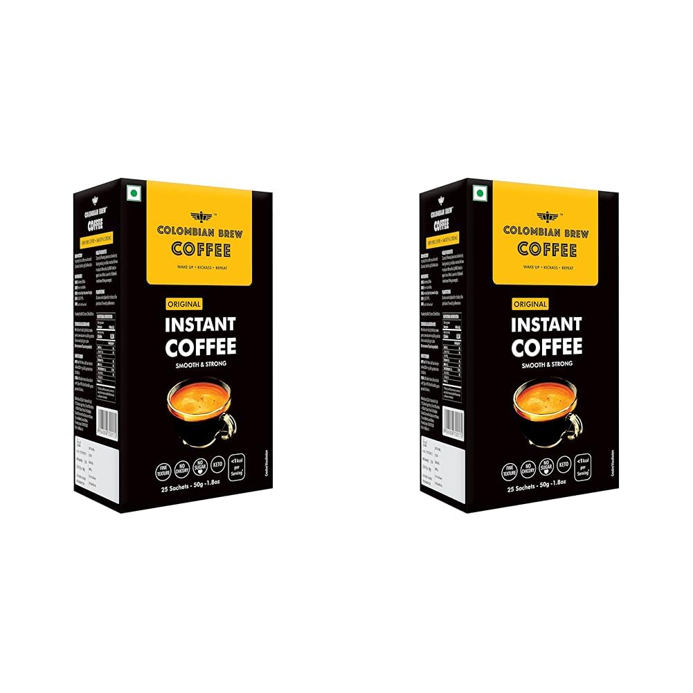 Colombian Brew Pure Instant Coffee Powder, Smooth & Strong 50g (Pack of 2)