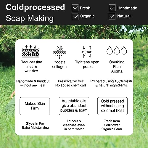 Soulflower Sweet Rose Soap Handmade, 100% Pure, Natural & Cold processed Grade 1 BIS Standard Premium & Luxurious Soap with Essential Oils, Exotic Herbs & Aroma, 150g