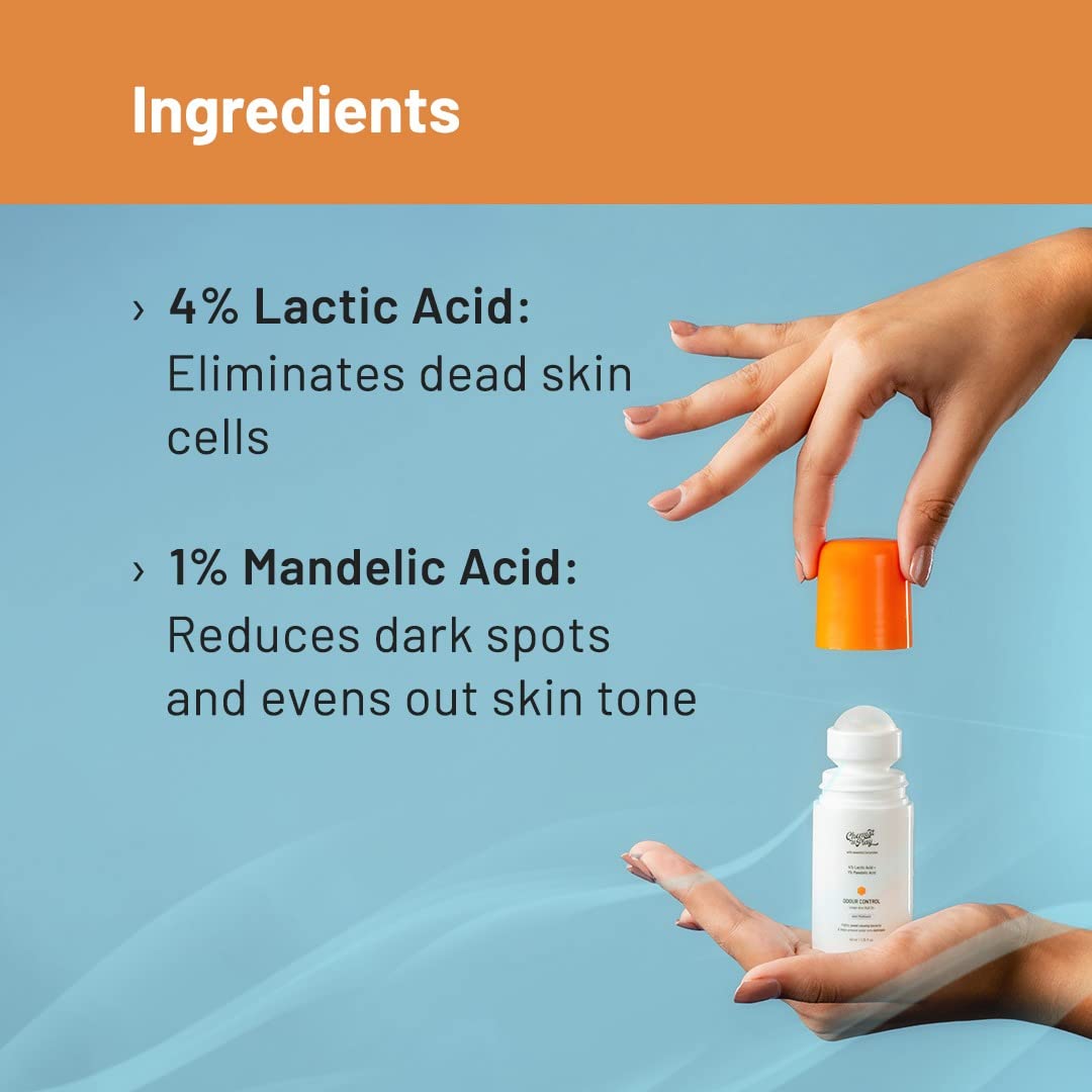 Chemist at Play UnderArm Roll-On with 5% Lactic Acid & 1% Mandelic Acid | Prevents Odour, Brightens Skin & Exfoliates Underarm | Long Lasting Peach & Aqua Fragrance | 80ml(Pack of 2)