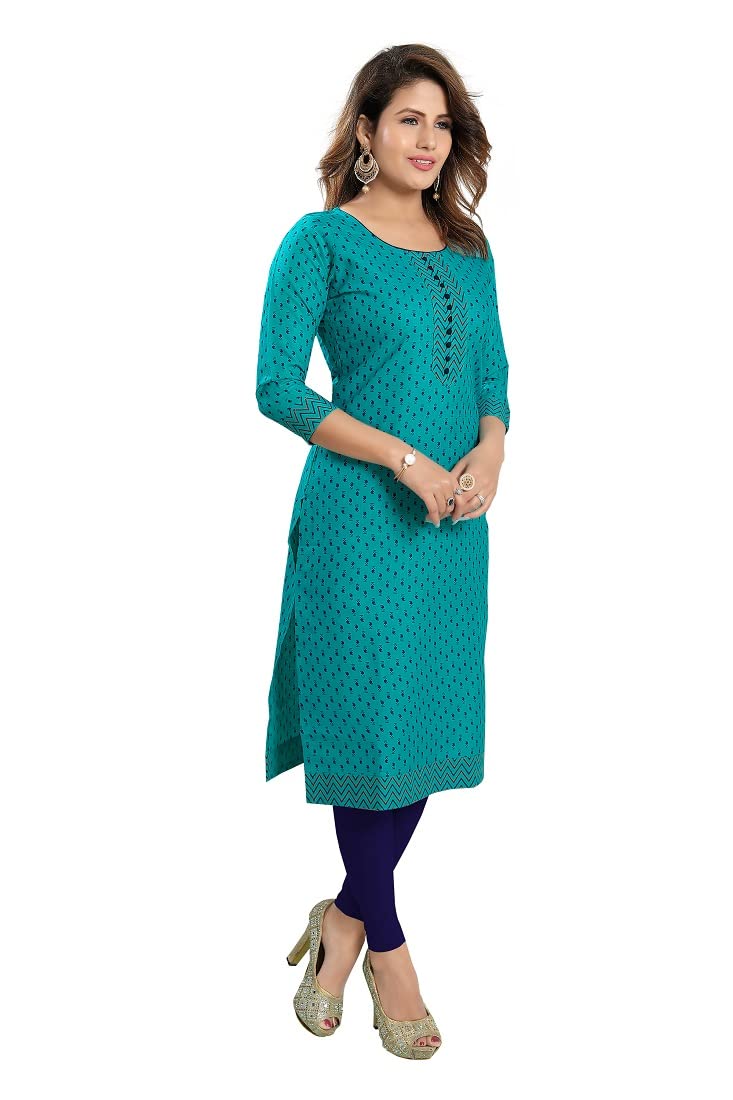 DREAM & DZIRE Women Printed Staight Cotton Kurti.