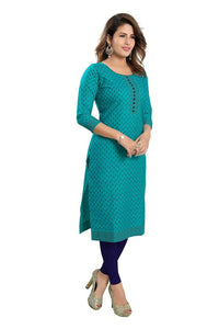 DREAM & DZIRE Women Printed Staight Cotton Kurti.