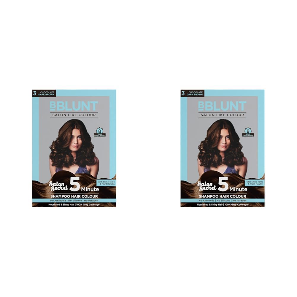 BBLUNT Chocolate Dark Brown 5 Minute Shampoo Hair Colour for 100% Grey Coverage - 20ml X 5 (Pack of 2)