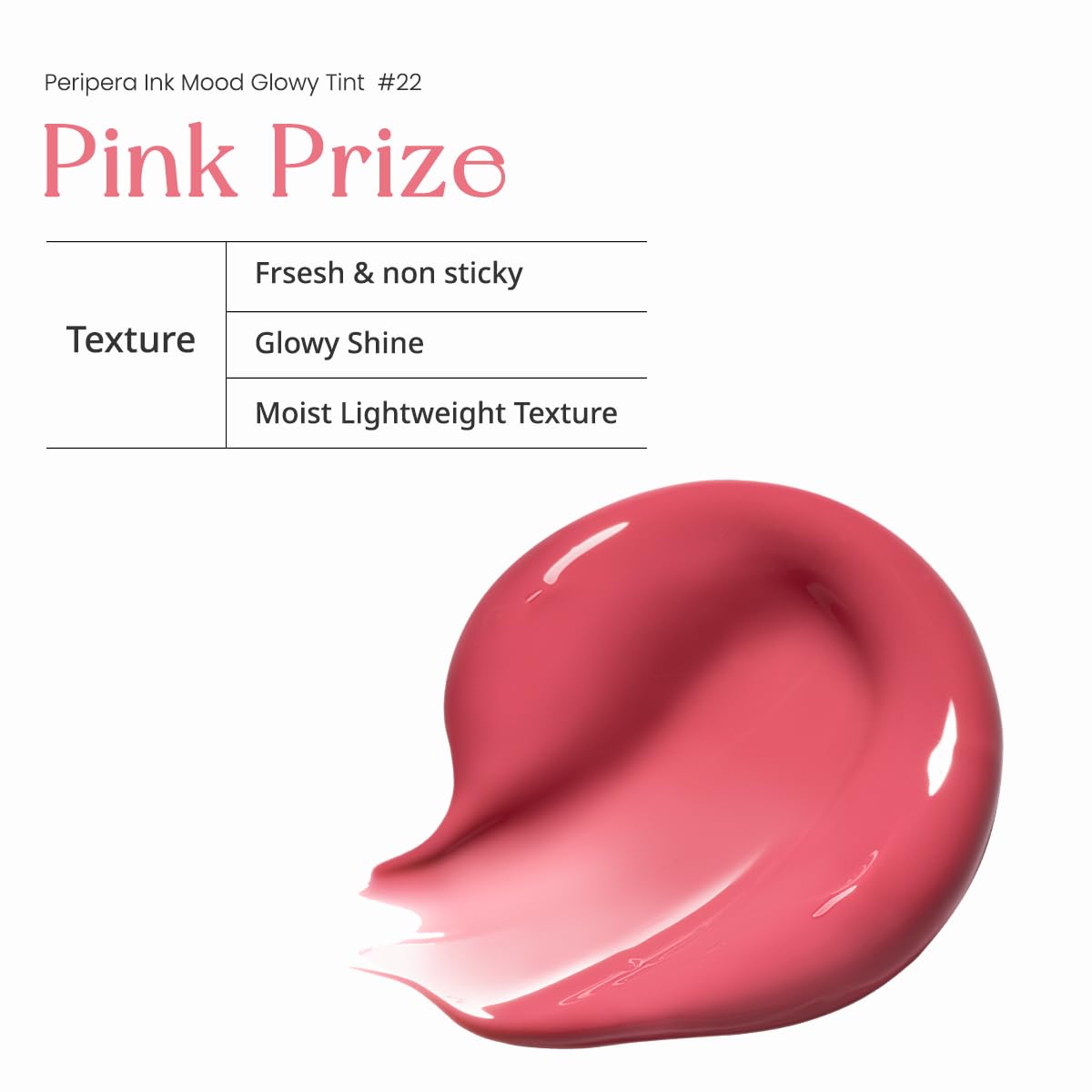 Peripera INK MOOD GLOWY TINT Luminous Finish 022 PINK PRIZE (LUCKY LOTTERY) - Lip Tint, Lip Stain, Glowy Tint