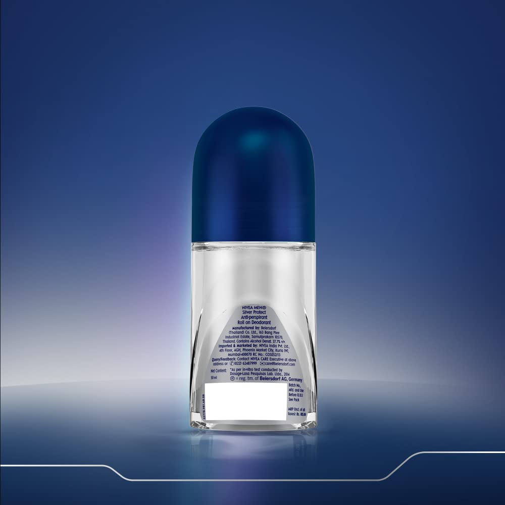 Nivea Deodorant Roll On, Silver Protect for Men, 50ml (Pack of 3)