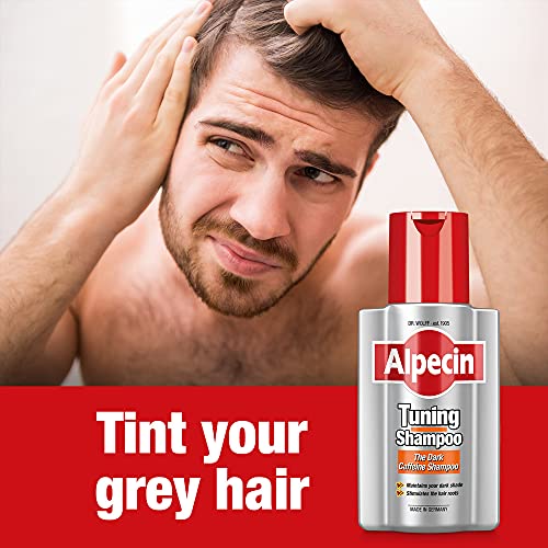 Alpecin Tuning Shampoo 200ml | Preserves Natural Hair Colour and Supports Natural Hair Growth | Dark Caffeine Shampoo to Cover Early Grey Hairs | Hair Care for Men