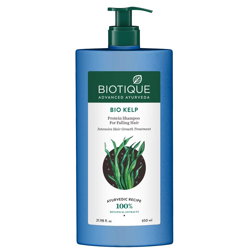 Biotique Bio Bhringraj Fresh Growth Therapeutic Oil, 120ml And Biotique Bio Kelp Protein Shampoo For Falling Hair Intensive Hair Regrowth Treatment, 650ml