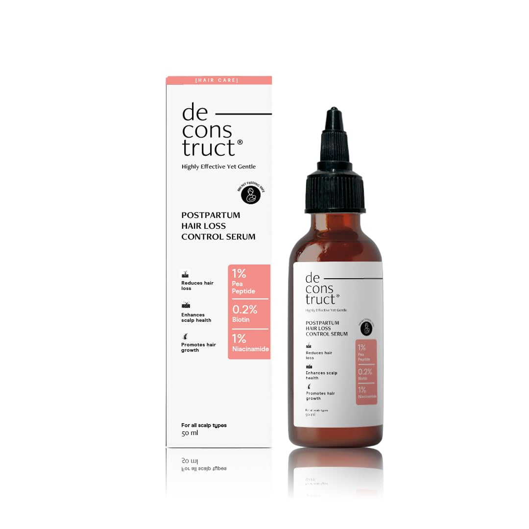 Deconstruct Postpartum Hair Loss Control Serum with Biotin and Contains 1% Pea Peptide + 1% Niacinamide | For hair fall after pregnancy | Breastfeeding Safe | 50ml