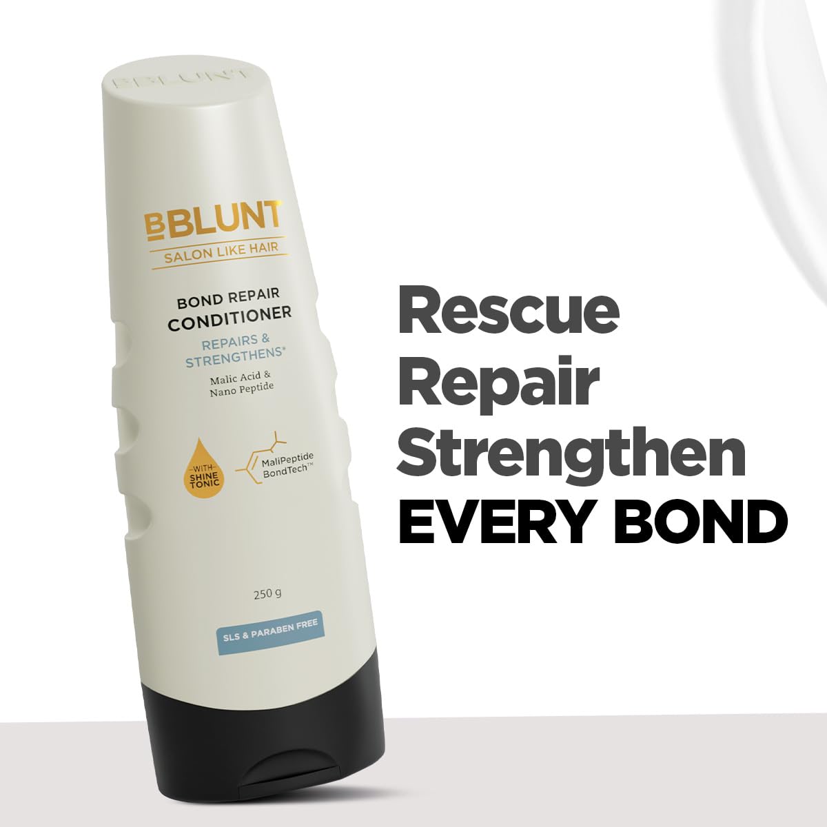 BBLUNT Bond Repair Conditioner - 250 g | Repairs damaged hair by 89% in just 1 use* | Powered with MaliPeptide BondTech | Recommended By Hair Experts | Crafted for Men & Women