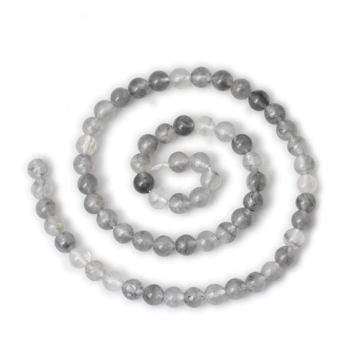 CHEAVIAN 60PCS 6mm Natural Cloud Crystal Gemstone Round Loose Beads Crystal Energy Stone Healing Power for Jewelry Making 1 Strand 15"