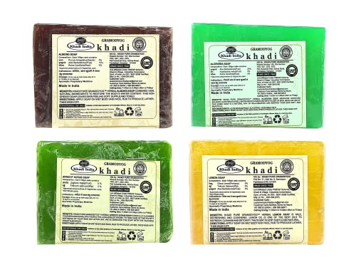 Khadi Pure Almond, Aloe Vera, Apricot & Lemon Soap, 125 G (Pack of 4)