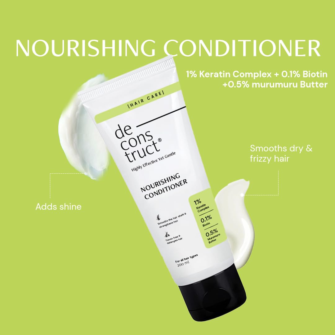 Deconstruct Nourishing Shampoo & Conditioner Duo | With Keratin, Biotin & Murumuru Butter | Removes Excess Oil & Reduces Frizziness | Smoothens & Strengthens Hair | For Men & Women | 200ml + 200g