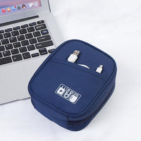Travel Cable Organizer Bag, Water Resistant Cable Organizer for Cord, Phone Charger, Flash Drive, SD Card, Electronic Accessories Carry Case for Travel, Business Trip, Airplane (Navy Blue)