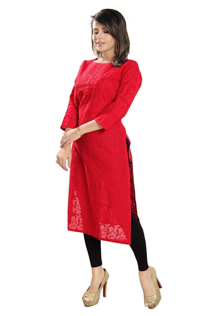 DARIKA Present Pure Chickari Cotton White Colour Kurti for Women All Small & Plus Size.