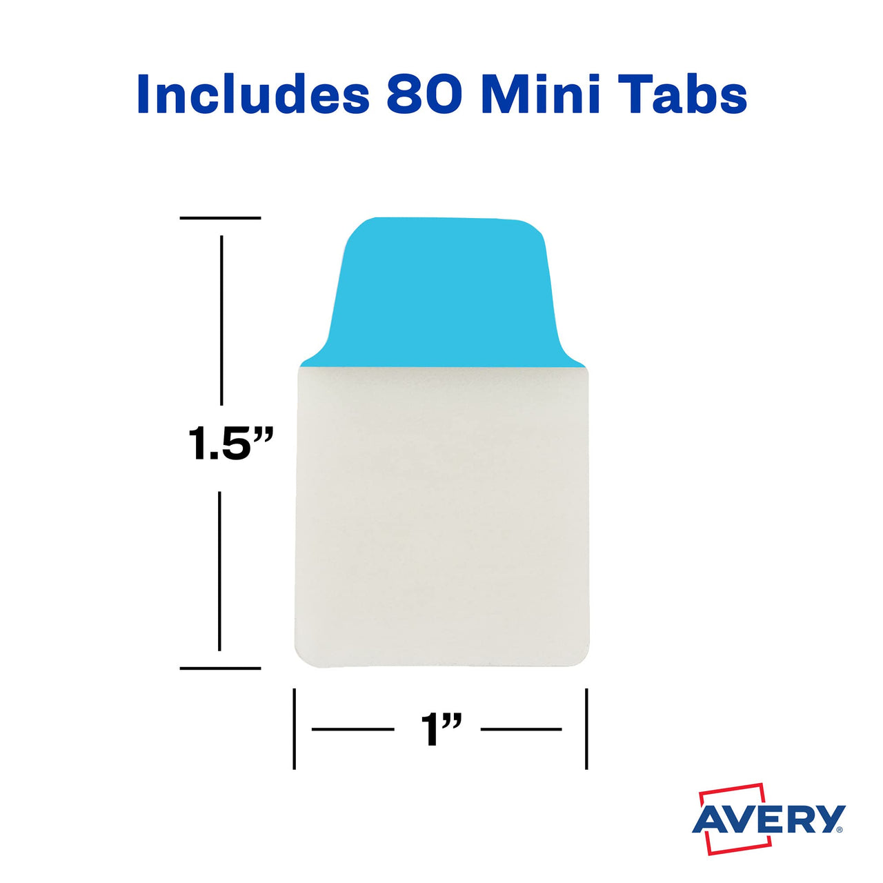 Avery Mini Ultra Tabs, 1" x 1.5", 2-Side Writable, Assorted Primary Colors, 80 Repositionable Tabs (74763)