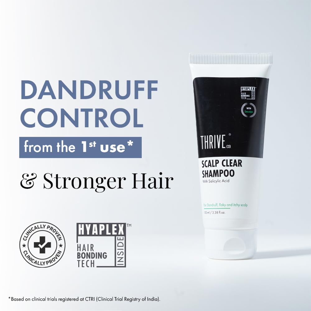 ThriveCo Anti Dandruff Scalp Clear Shampoo | Removes Dandruff From Source | Helps With flaky, Itching, Irritation & Redness Accompanying Dandruff | 100% Effective with First Use | With clinically proven Zenscalpin™, Octopirox, Salicylic Acid Formulation |