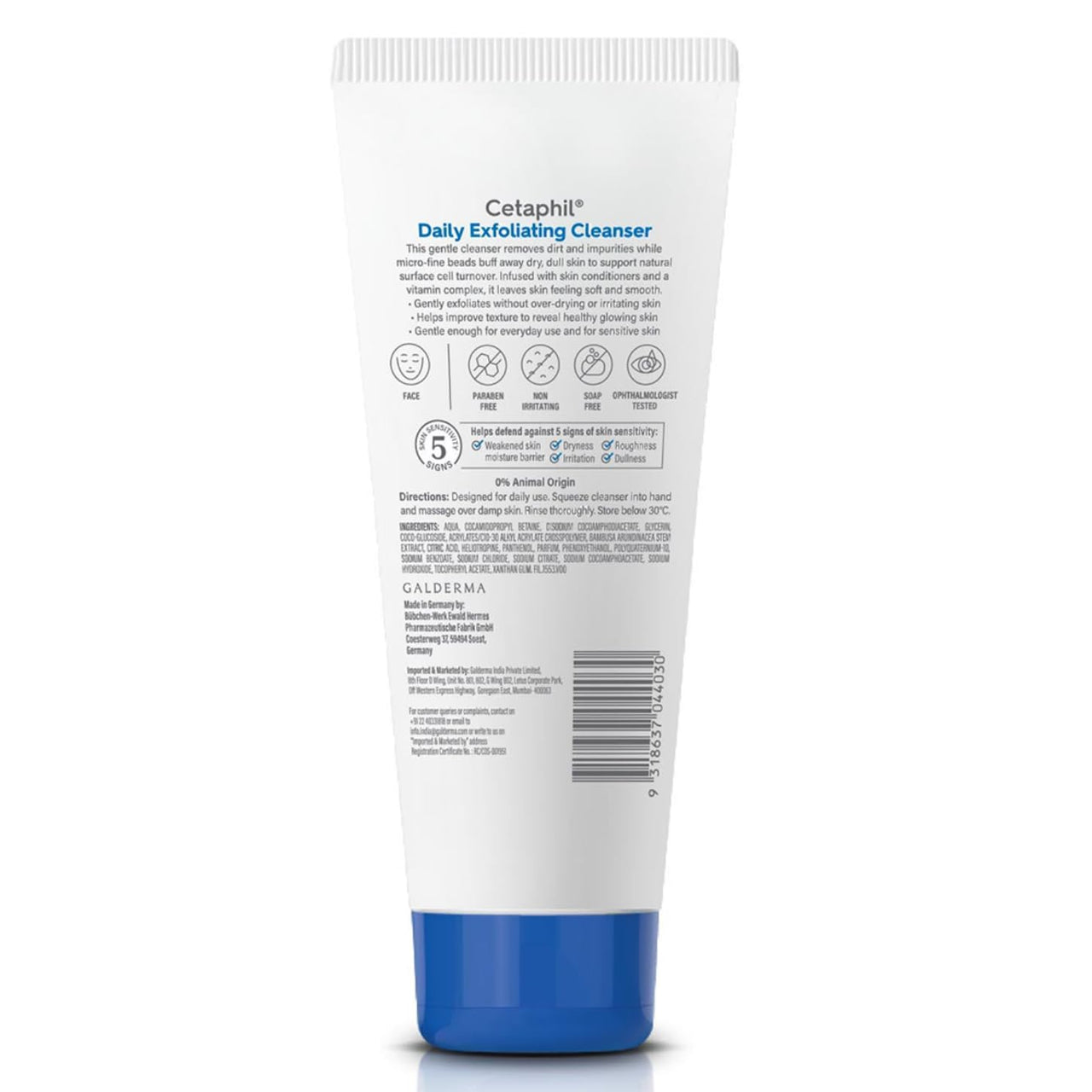 Cetaphil Daily Exfoliating Cleanser 178 ml for Normal, Dry & Oily Skin,Scrub For Glowing Skin, Non-irritating