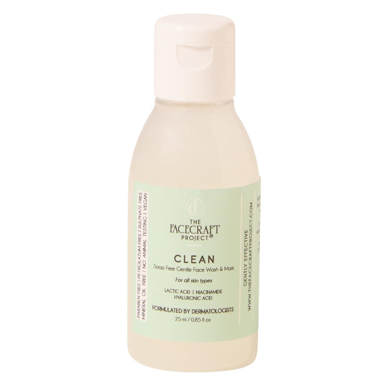 THE FACECRAFT PROJECT Cleanser|Moisture-Rich | entle Gel Face Cleanser | Soap-Free |Deep Hydration Dual-Use Mask |Removes Impurities |Balances Sebum |Soft & Supple Skin |Daily Skincare Routine (25ml)