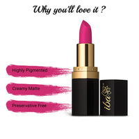 Iba Long Stay Matte Lipstick for Women- M12 Pink Orchid, 4g | Creamy Matte Finish & Smooth Texture| Long-Lasting | Hydrated Lips | Enriched with Vitamin E| Intense Colour & Highly Pigmented | Lip Makeup