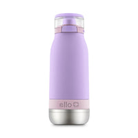 Ello Emma 14oz Vacuum Insulated Stainless Steel Kids Water Bottle with Straw and Built-in Carrying Handle and Leak-Proof Locking Lid for School Backpack, Lunchbox and Outdoor Sports, Lilac