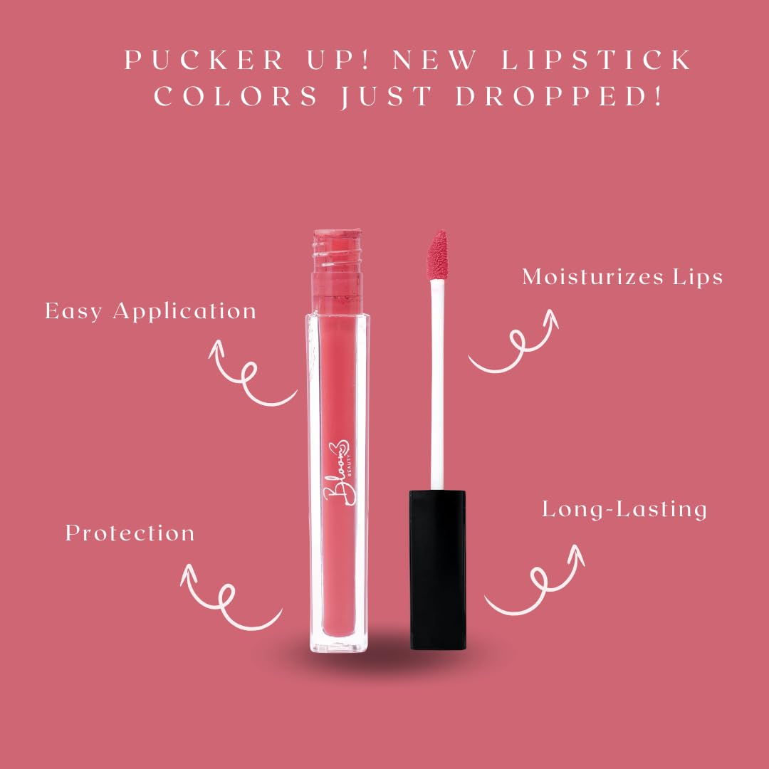 Bloom Beauty Liquid Lipstick, Velvet Matte Finish, Lightweight & Hydrating | Long-Lasting Wear, (Bloom Peachy)
