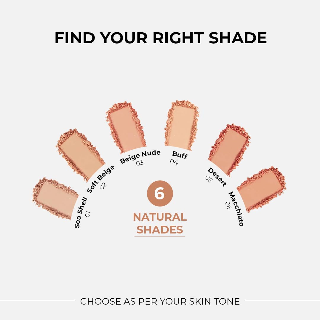 SOKU Wake Up to Make Up Matte Compact Powder with SPF & Castor Oil | Lightweight & Shine Control | Long Lasting| Conceals Imperfections, Provides Even Tone Complexion (Beige Nude 03) - 9 g