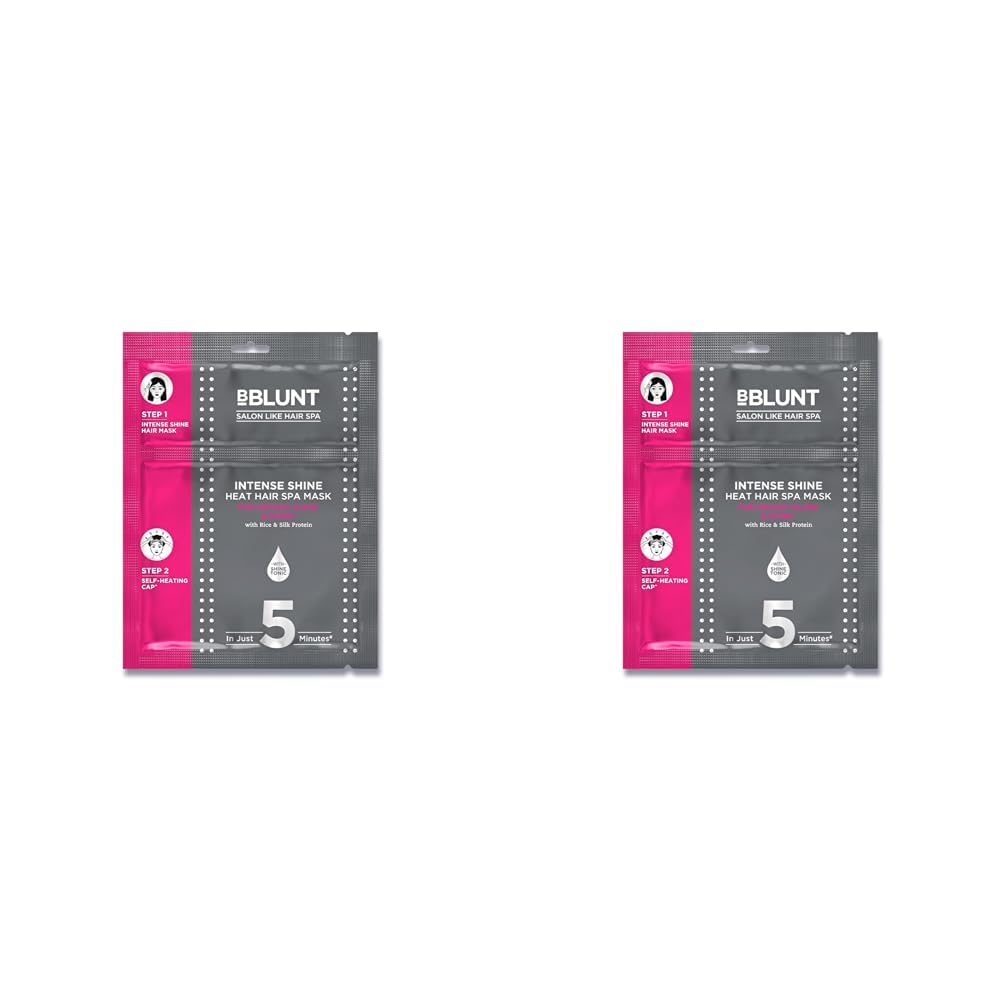 BBLUNT Intense Shine Heat Hair Spa Mask with Rice & Silk Protein for Salon-Like Hair Spa at Home - 70 g (Pack of 2)