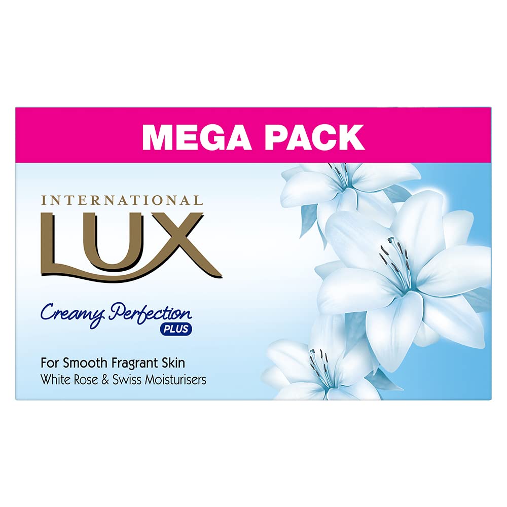 LUX International Creamy Perfection Plus Soap 500 g (4 x 125 g), For Smooth Fragrant Skin with White Rose And Swiss Moisturizer bathing Soap | For Glowing Skin |