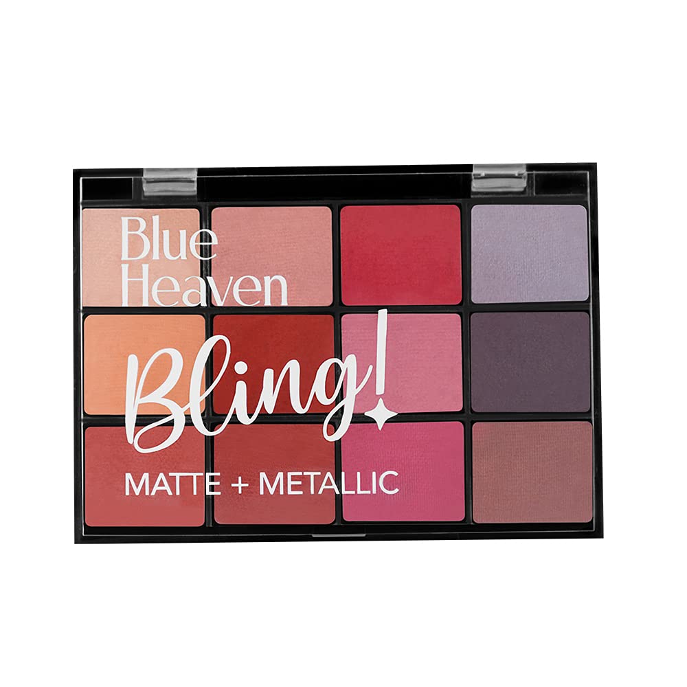 Blue Heaven Makeup Set: Matte Love Mini Lipsticks (Pack of 10), Lash Twist Mascara (Black, 12 ml), 12-In-1 Bling Eyeshadow (Subtle Romance, Metallic Finish)