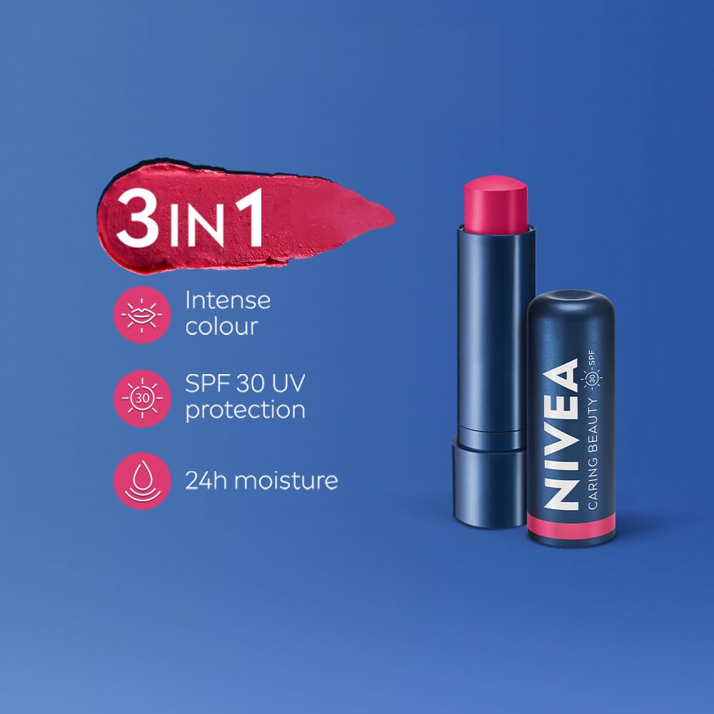 NIVEA Lip Caring Beauty Pink Lip Balm | Lip & Cheek Tint with SPF 30