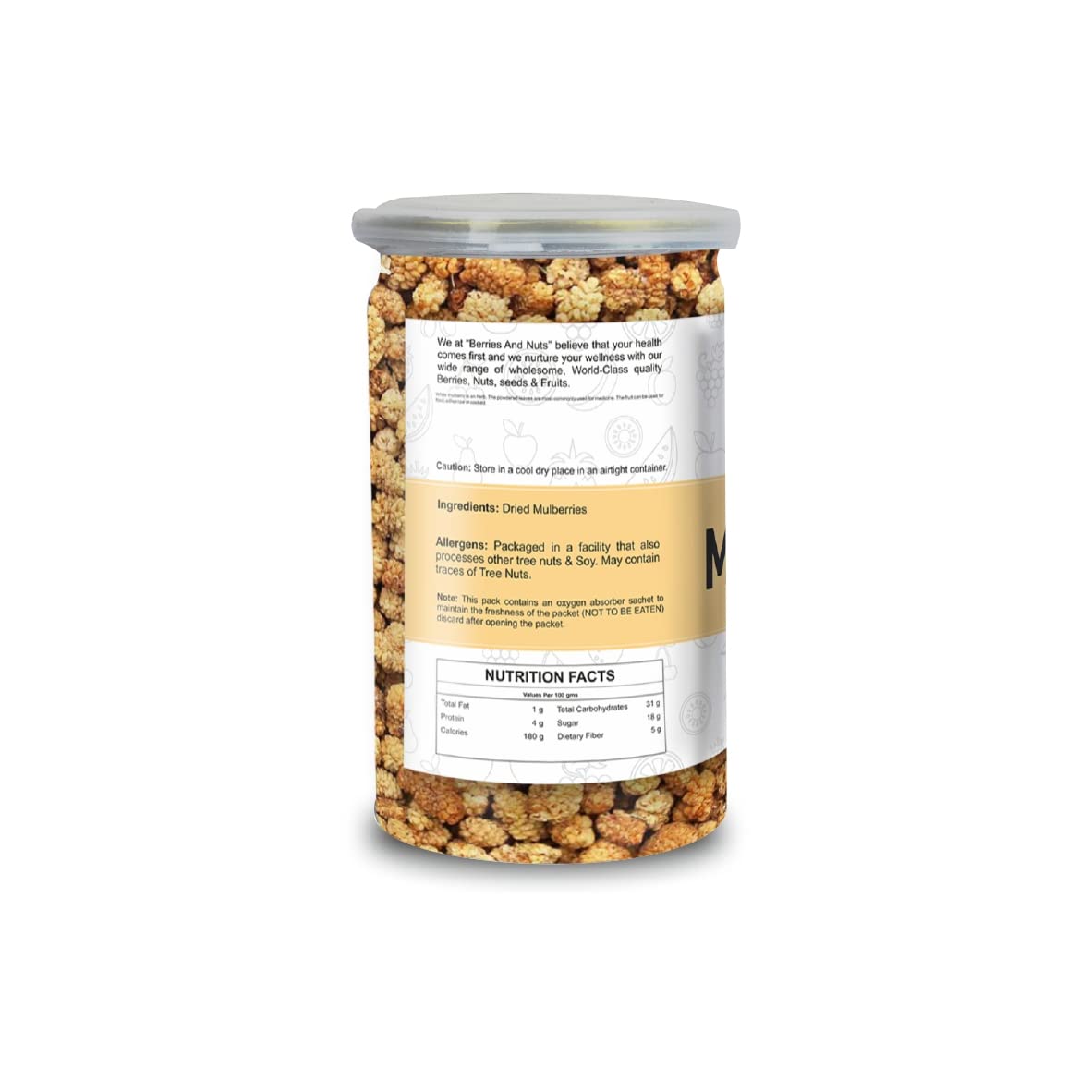 Berries And Nuts Naturally Dried Mulberries | Naturally Sweet Dried Mulberry | 1 Bottle of 160 Grams