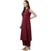 FIORRA Women's  Maroon Rayon A-line Kurta with Pant