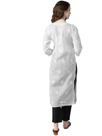 Ada Hand Embroidered Lucknowi Chikankari Cotton Kurta Kurti for Women A411165