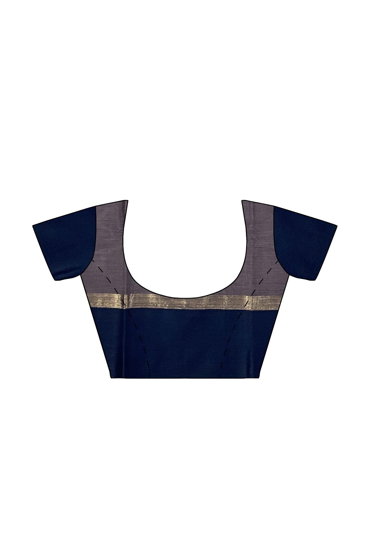 SENSAN Women’s Handloom Kanchi Cotton Saree with Blouse Piece [SKU:430] Light Beige×Navy Blue