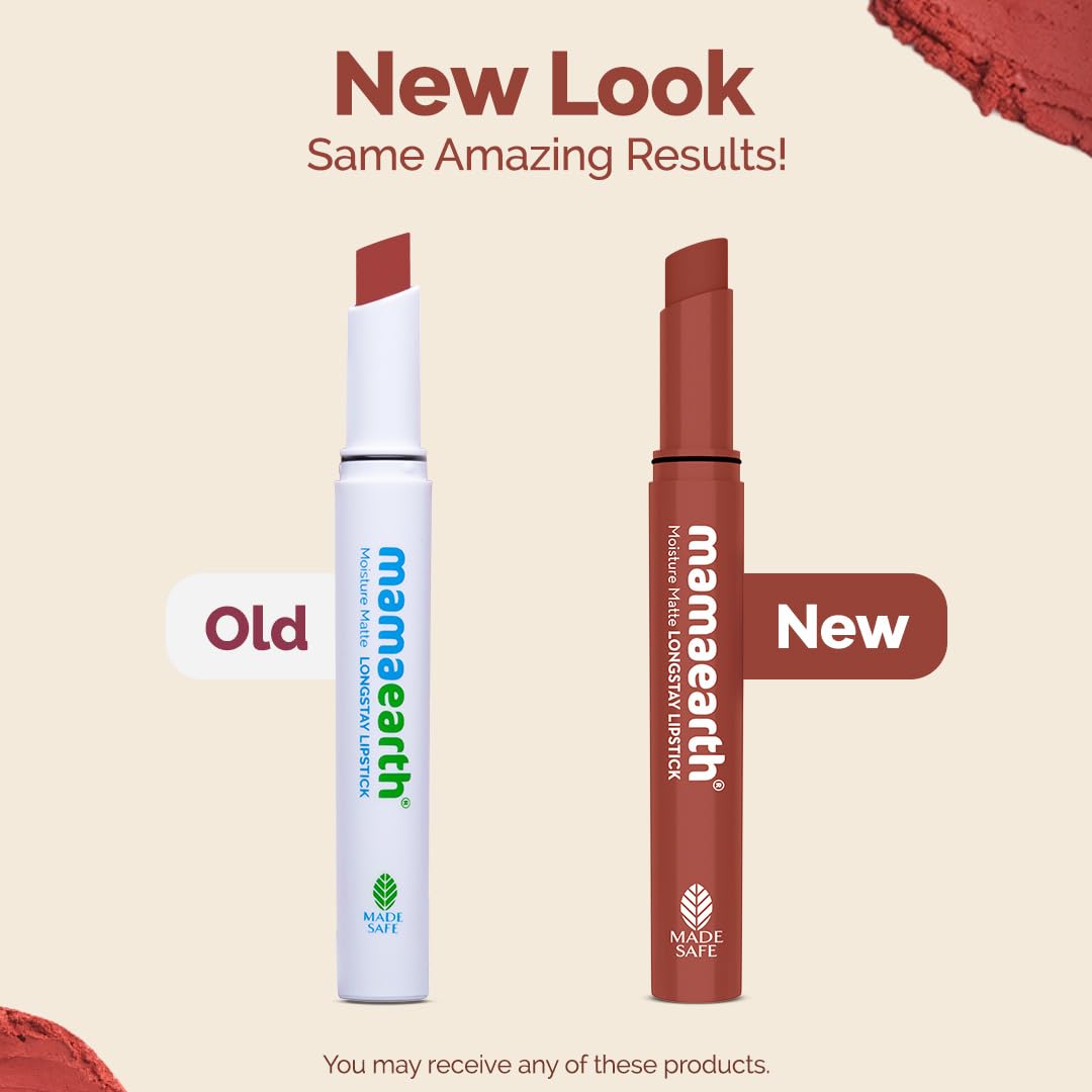 Mamaearth Moisture Matte Longstay Lipstick with Avocado Oil & Vitamin E for 12 Hour Long Stay - 2 g (Peach Nude)