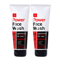 Ustraa Power Face Wash - 200g - (Pack of 2) - Energize and De-Tan | Dermatologicallyl Tested | Effective Tan Removal | Removes Dead Skin, Brightens Skin, Refresh & Recharge, NO SLS, No Paraben