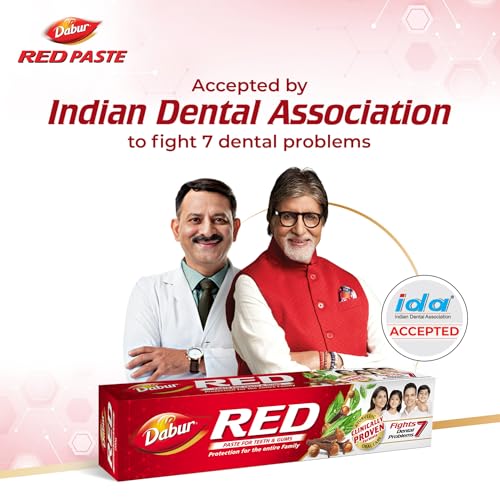 Dabur Red Toothpaste - 750g (250gx3) Special Edition Pack |Fluoride Free |Helps in Bad Breath Treatment, Cavity Protection, Plaque Removal | For Whole Mouth Health | Power of 13 Potent Ayurvedic Herbs