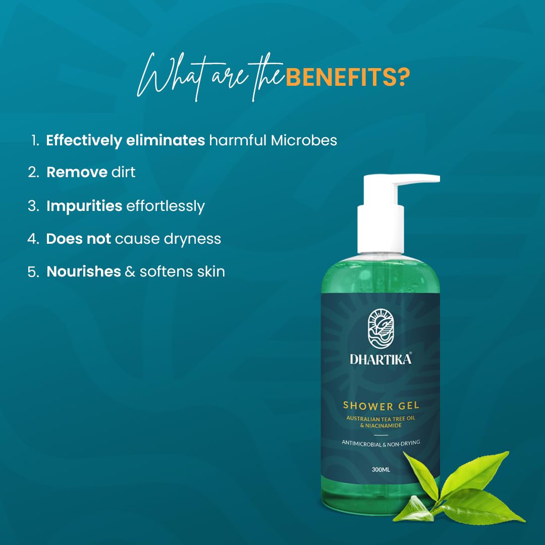 Refresh & Nourish Combo – Dhartika Face Serum + Tea Tree Oil Shower Gel + Avocado Body Butter | Purifying, Hydrating & Rejuvenating Skincare Set | Anti-Aging, Acne Control & Deep Moisturization | For All Skin Types | Unisex