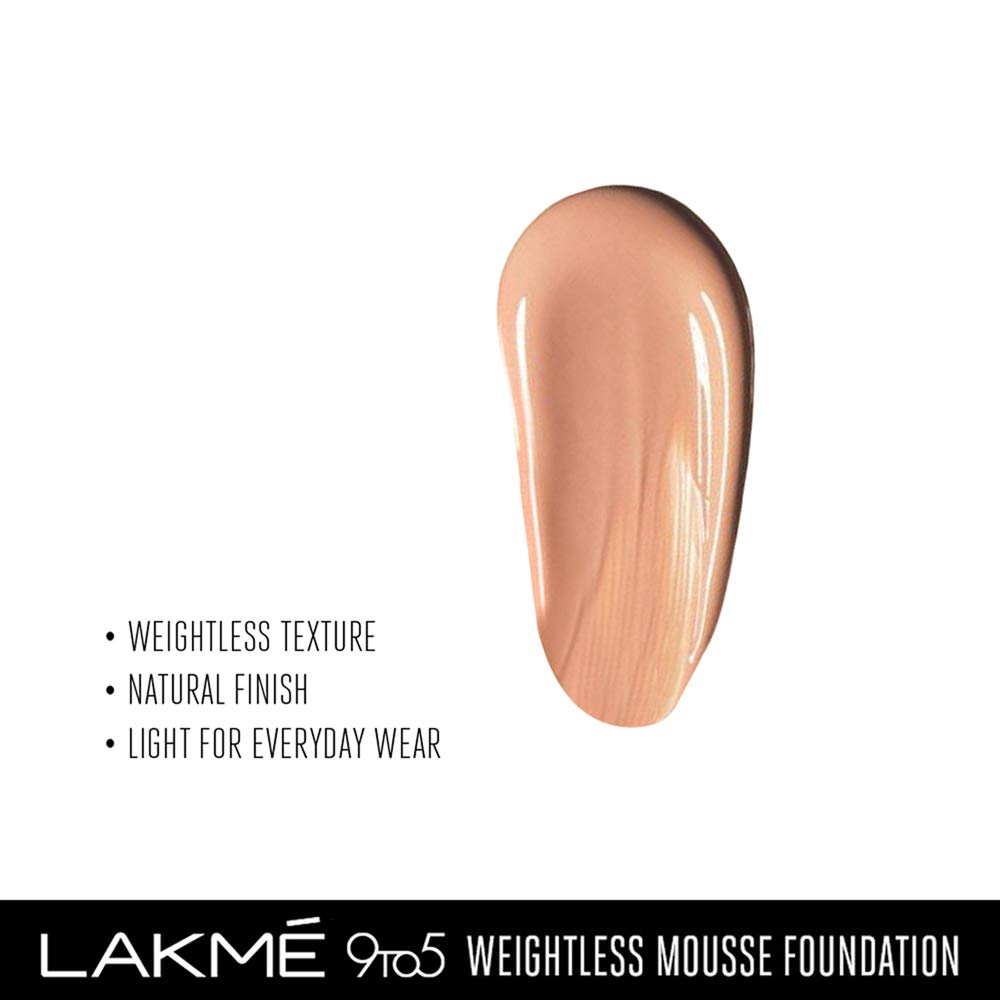 Lakmé 9 To 5 Weightless Mousse Foundation, Rose Ivory (25 Gm) | Natural Matte Finish Foundation Cream | Mousse Long Lasting Foundation, All Skin Type