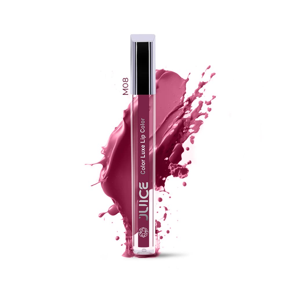 JUICE Matte Lipstick with Goodness of Bio Retinol, Moisturising lock technology, SPF 15 Waterproof & Long Lasting Pink Plum M08